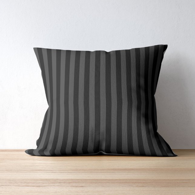Elagnat Black & Smoky Black Vertical Stripes  Throw Pillow (Creator Uploaded)