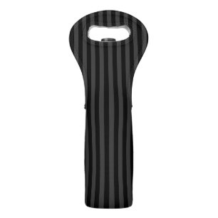 Elagnat Black & Smoky Black Vertical Stripes Wine Bag