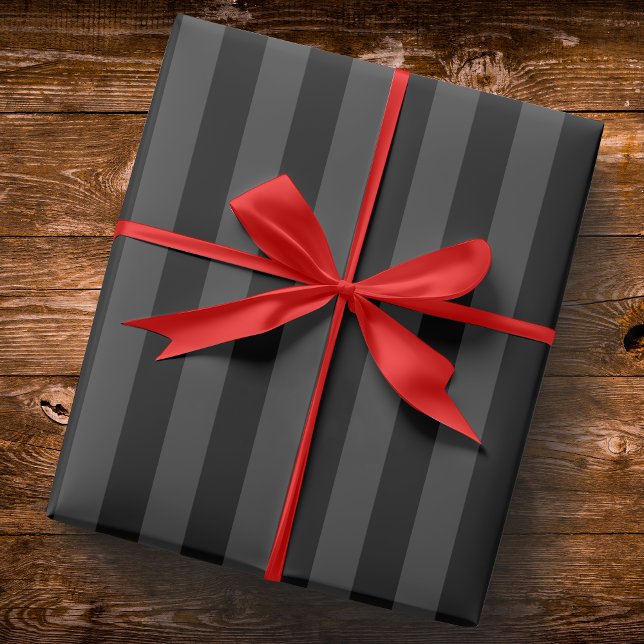 Elagnat Black & Smoky Black Vertical Stripes  Wrapping Paper (Creator Uploaded)