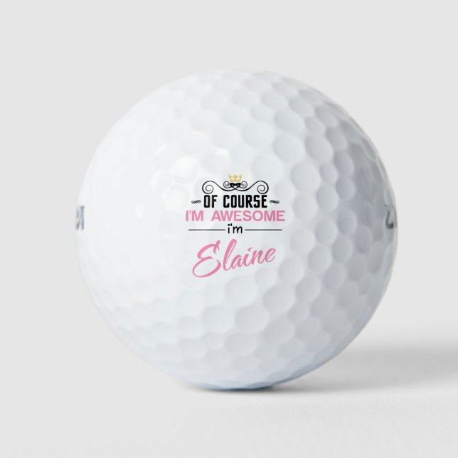 Elaine Of Course I'm Awesome Name Golf Balls (Front)
