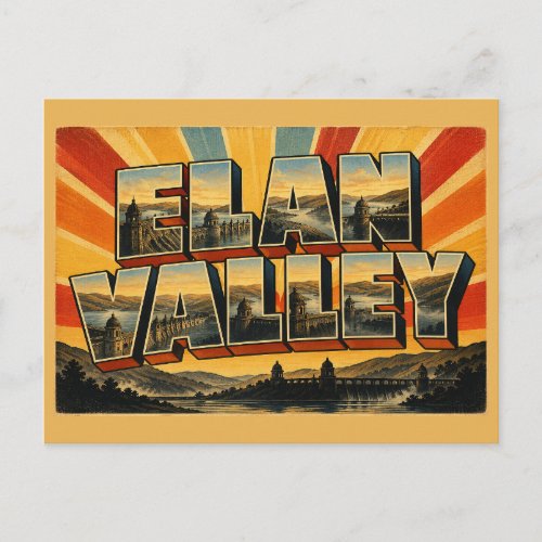 Elan Valley Wales Vintage Travel Art Postcard
