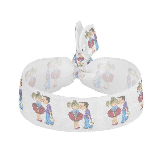 Elastic hair Tie with Romantic Couple - Love (Front)