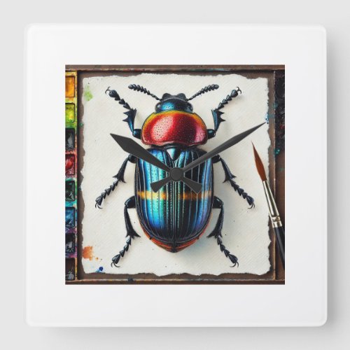 Elater Beetle 210624IREF114 _ Watercolor Square Wall Clock