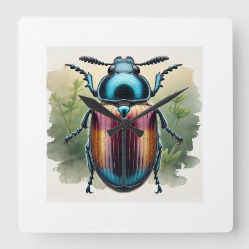Elateropsis beetle 210624IREF119 _ Watercolor Square Wall Clock