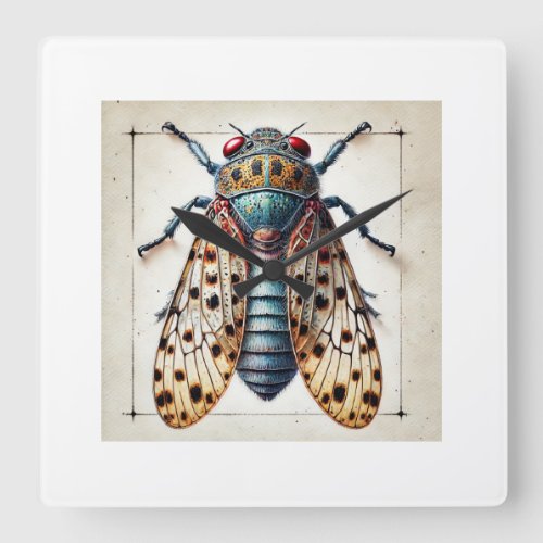 Elateropsis Insect Top View 210624IREF116 _ Waterc Square Wall Clock