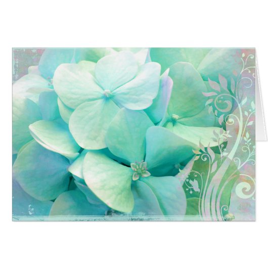 Elation card, Hydrangeas mint green, aqua Cards (Front Horizontal)