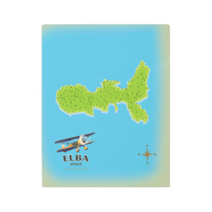 Elba Italy map travel poster
