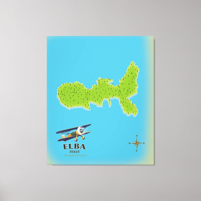Elba Italy map travel poster Canvas Print (Front)