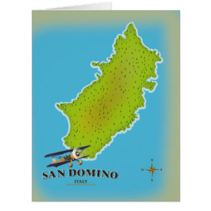 Elba Italy map travel poster Cards