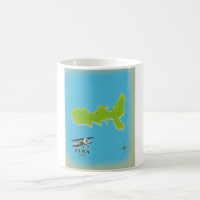 Elba Italy map travel poster Coffee Mug (Center)