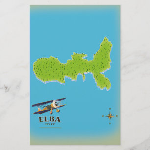 Elba Italy map travel poster Stationery