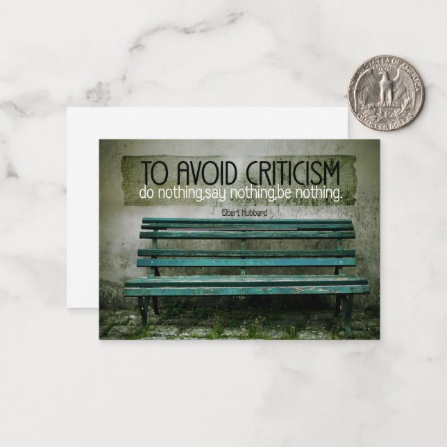 Elbert Hubbard Inspirational Quote "Criticism" Note Card (Front/Back In Situ)