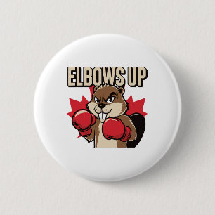 Elbows Up Beaver Boxing Proud Canadian Strong Cana Button