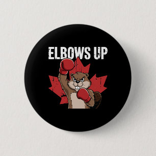 Elbows Up Beaver Boxing Proud Canadian Strong Cana Button
