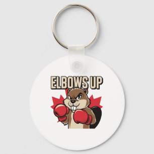 Elbows Up Beaver Boxing Proud Canadian Strong Cana Keychain