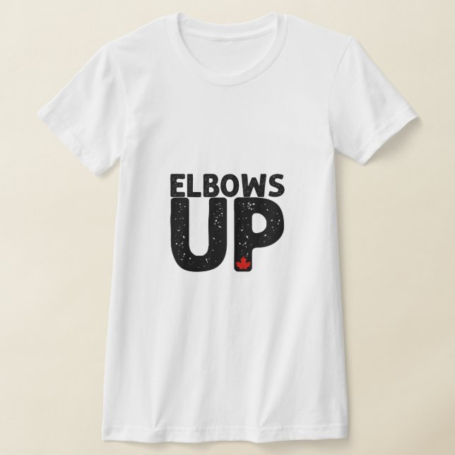 ELBOWS UP Bold Distressed Typography T-Shirt (Laydown)