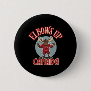 Elbows Up Canada Defiant Moose Canada Hockey Jerse Button