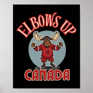 Elbows Up Canada Defiant Moose Canada Hockey Jerse Poster