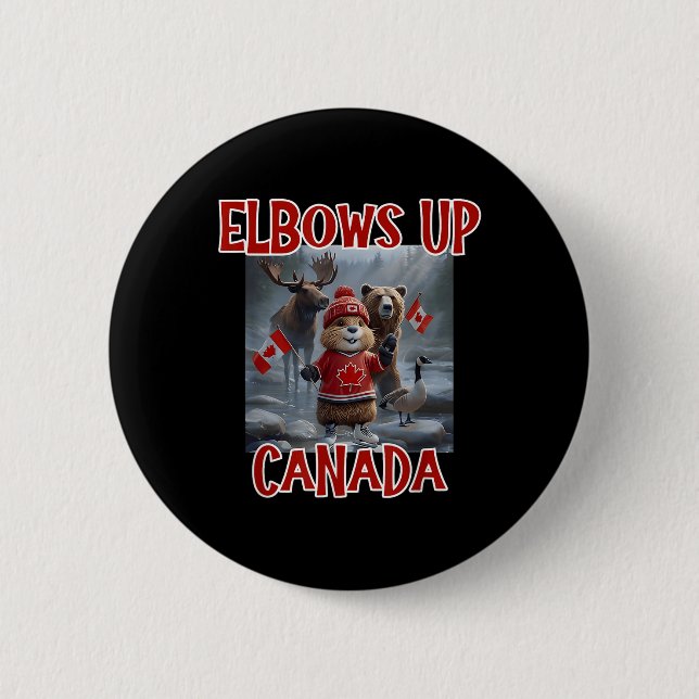 Elbows Up Canada Est 1867 Proud Canadian Strong Ca Button (Front)