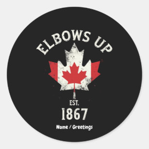 Elbows Up Canada Est 1867 Proud Canadian Vintage Classic Round Sticker