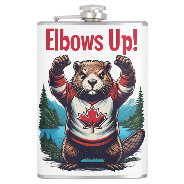 Elbows Up Canada Flask (Front)