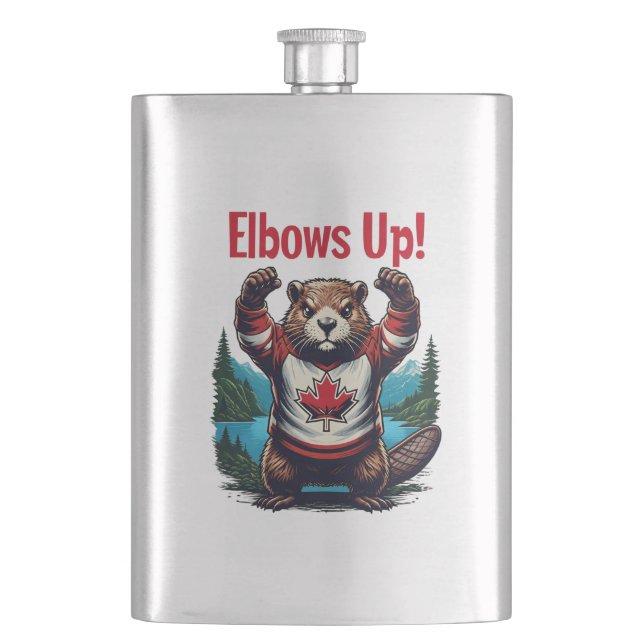 Elbows Up Canada Flask (Front)