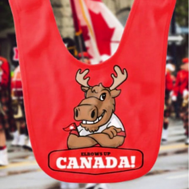 Elbows Up Canada! Funny Moose Baby Bib (Creator Uploaded)