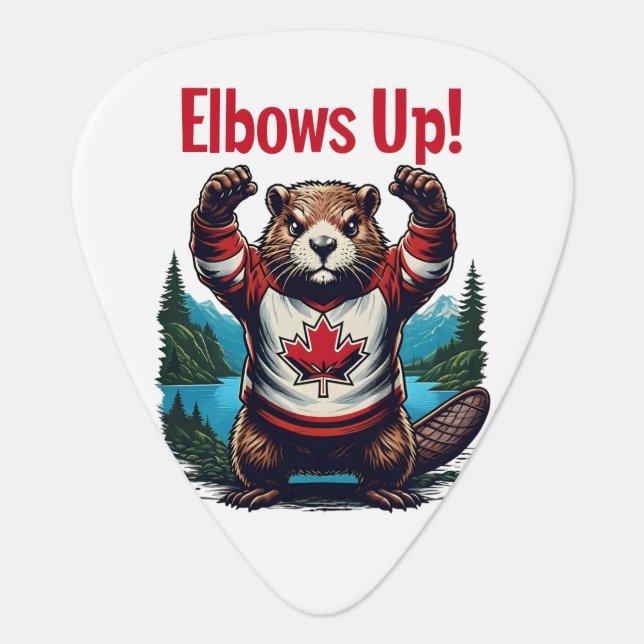 Elbows Up Canada Guitar Pick (Front)