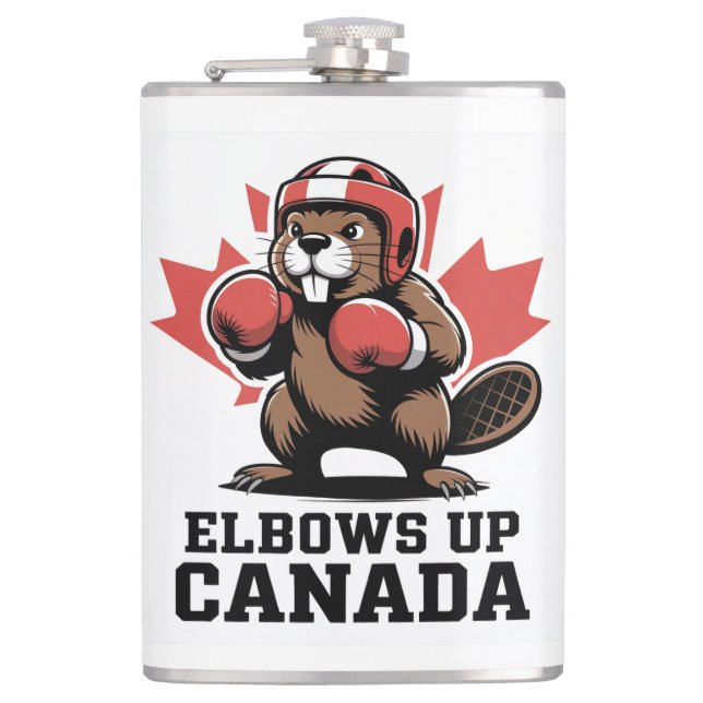 Elbows Up Canada | Quirky Canadian Pride Gift Flask (Front)