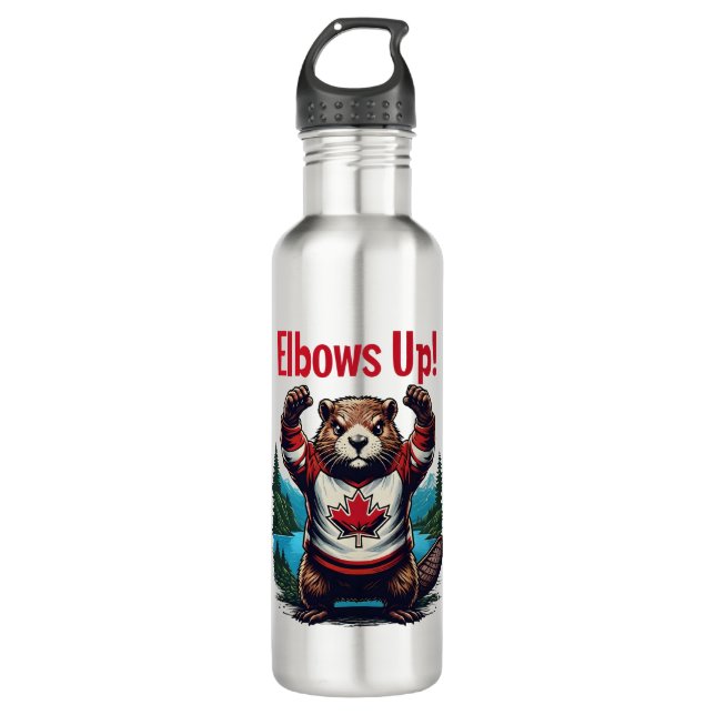 Elbows Up Canada Stainless Steel Water Bottle (Front)