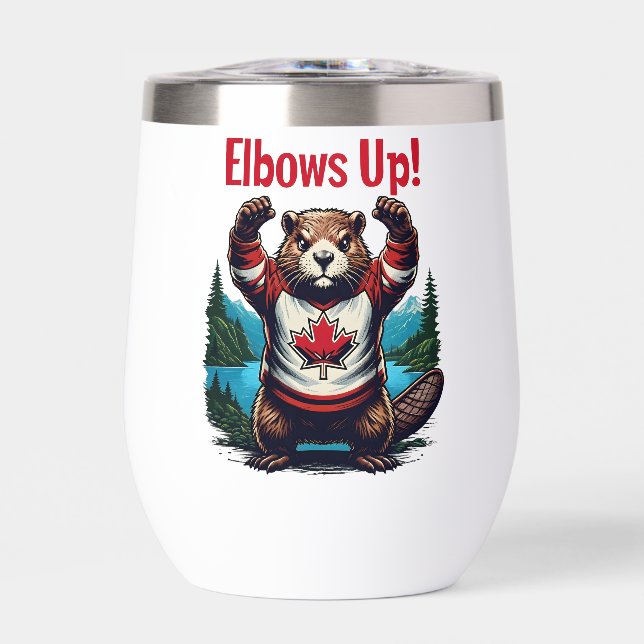 Elbows Up Canada Thermal Wine Tumbler (Front)