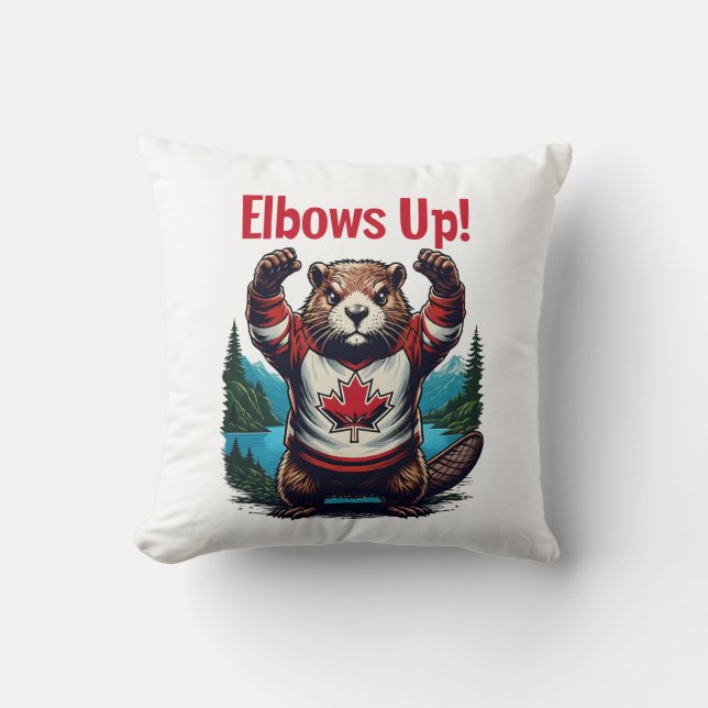 Elbows Up Canada Throw Pillow (Front)