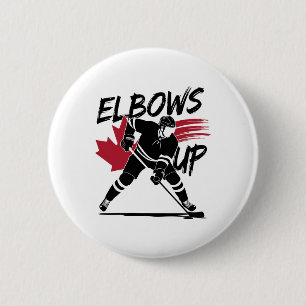 Elbows Up Canada True North Strong Free Hockey Lov Button