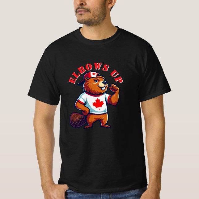 Elbows Up Canadian Beaver T-Shirt (Front)