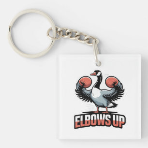 Elbows Up – Fighting Canadian Goose Keychain
