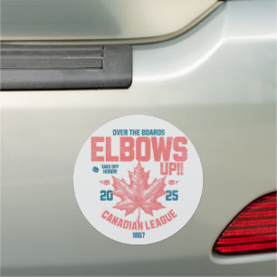 Elbows UP! Over the Boards Canadian League Hockey Car Magnet