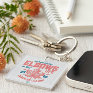 Elbows UP! Over the Boards Canadian League Hockey Keychain