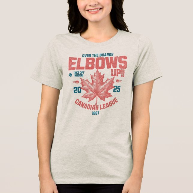 Elbows UP!  Over the Boards Canadian League Hockey Tri-Blend Shirt (Front)