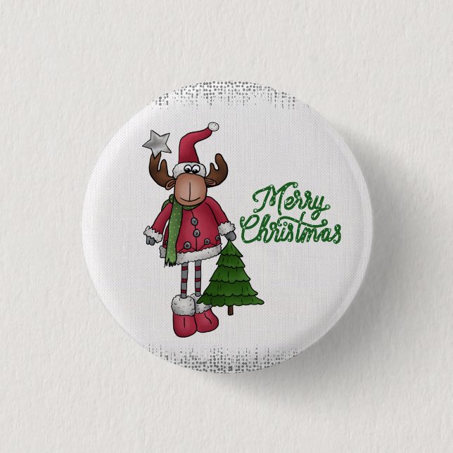 Elch mit Baum  Button (Front)