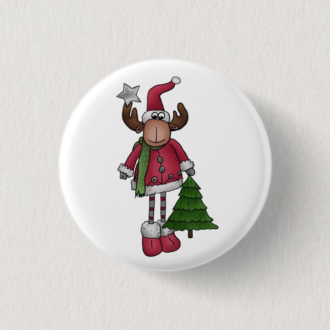 Elch mit Baum  Button (Front)