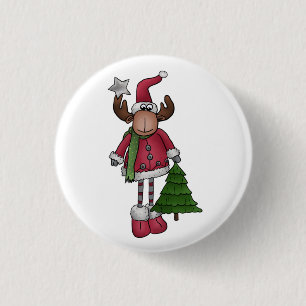 Elch mit Baum Button