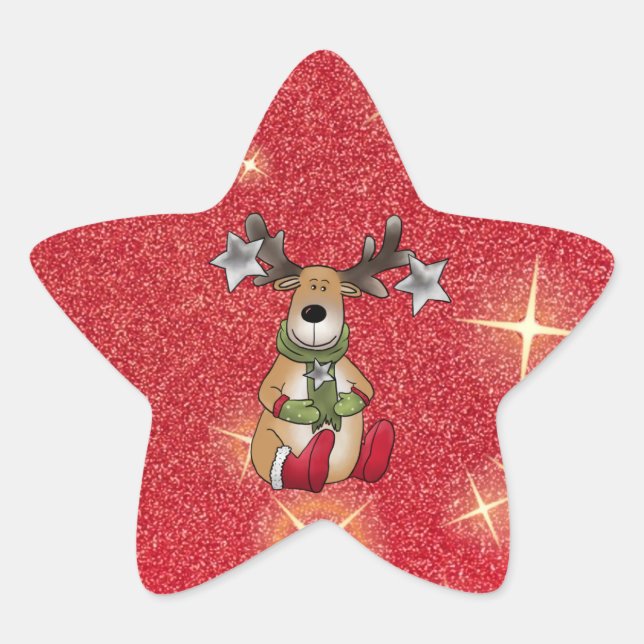 Elch mit Stern Star Sticker (Front)