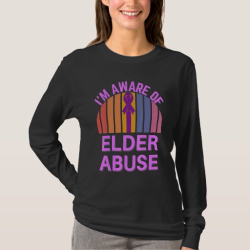 Elder Abuse Awareness Elderly Abuse Purple Ribbon  T_Shirt