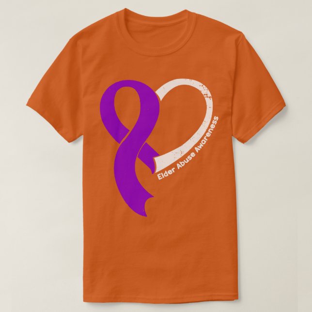 Elder Abuse Awareness Hople Love Heart Ribbon Happ T-Shirt (Design Front)