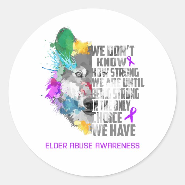 Elder Abuse Awareness Ribbon Support Gifts Classic Round Sticker (Front)