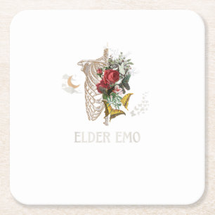 Elder Emo Funny Goth Older Gothic Cottagecore Gobl Square Paper Coaster