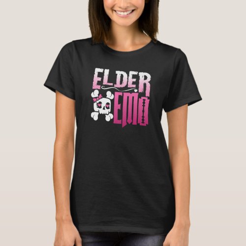 Elder Emo Gothic Aesthetic Punk Pink Skull Emo Roc T_Shirt