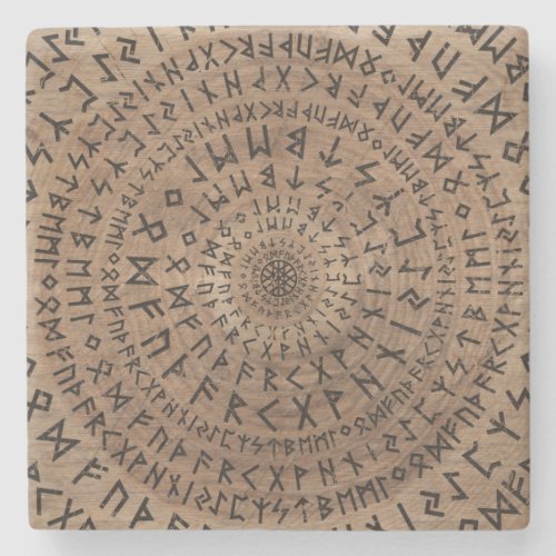 Elder Futhark Circular Composition Stone Coaster