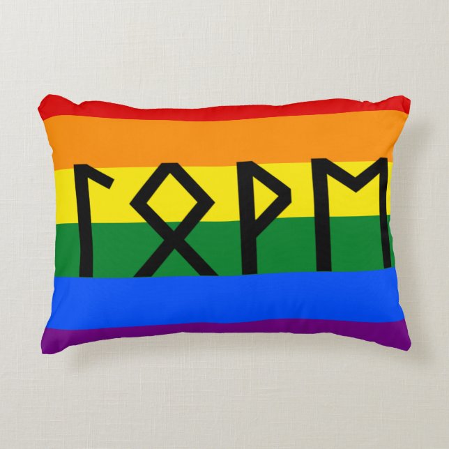 Elder Futhark Love Pride Flag Accent Pillow (Front)