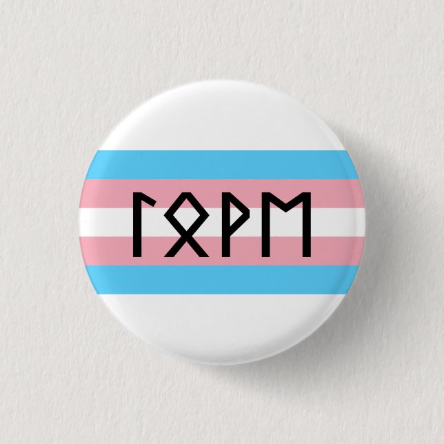 Elder Futhark Love Trans Flag Button (Front)